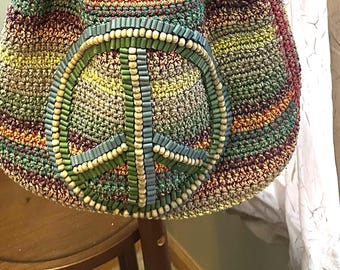Vintage The SAC Large Multicolor Stripe with Peace Sign, 1990s