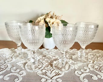 Vintage Godinger 22 Ounce Champagne and Cupcake Hobnail Stemware, Set of Four