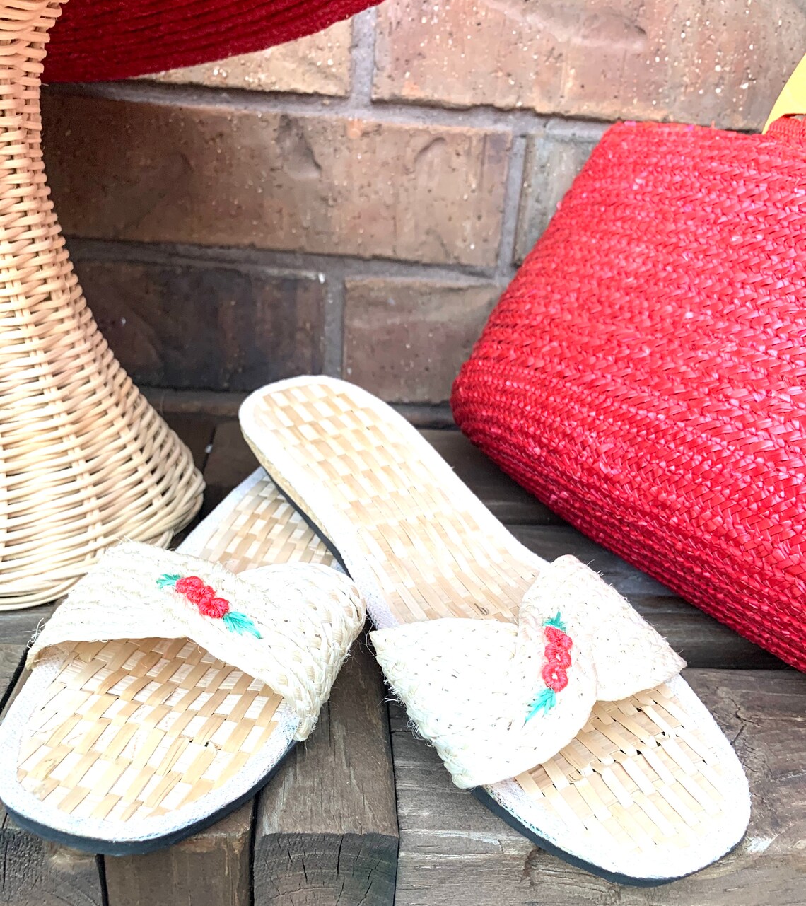 Summer Straw Hat Purse and Rice Straw Sandals Set Etsy