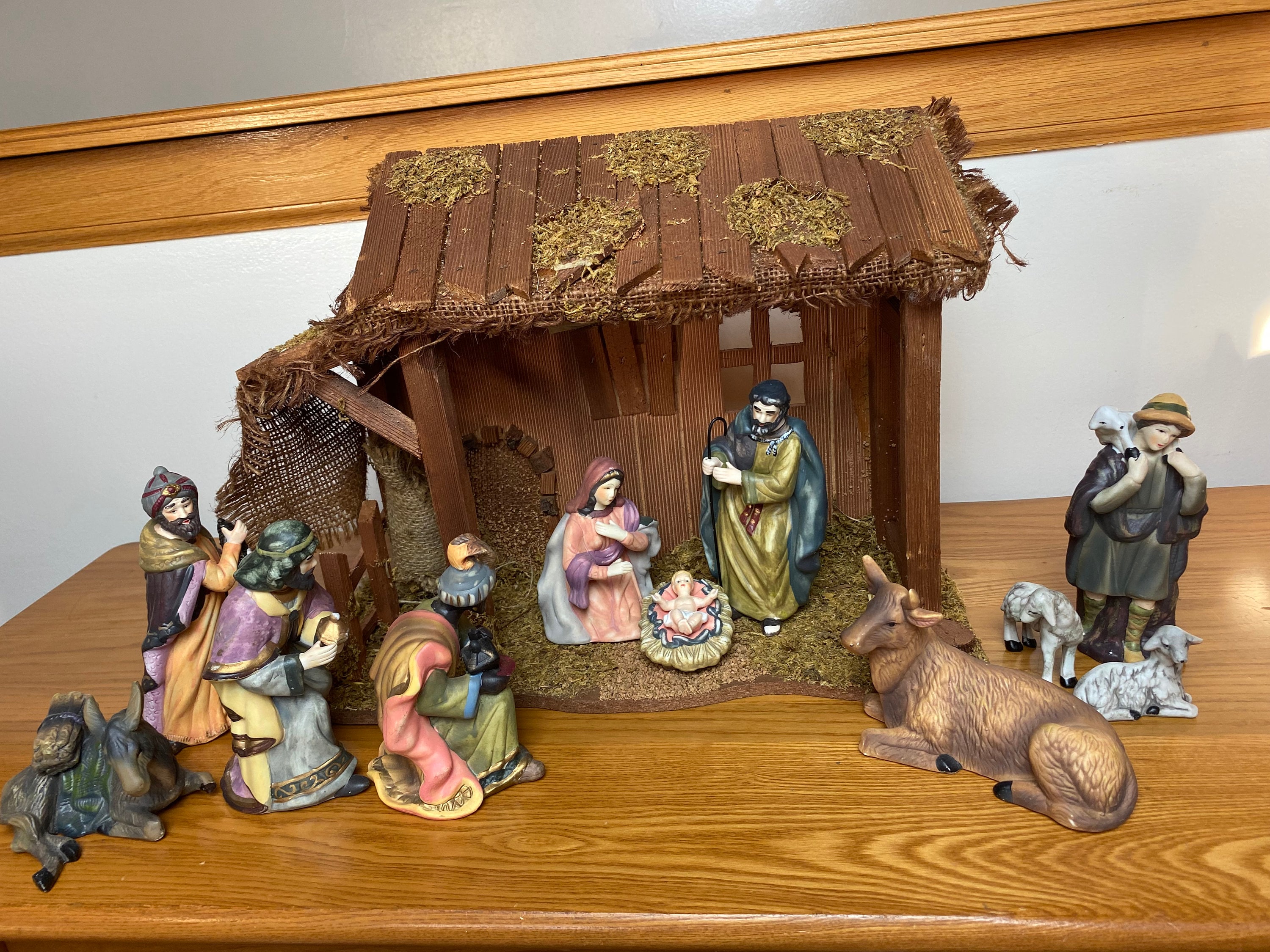 ヴィンテージベツレヘムパール キリストの降誕スタンド付きレリーフ