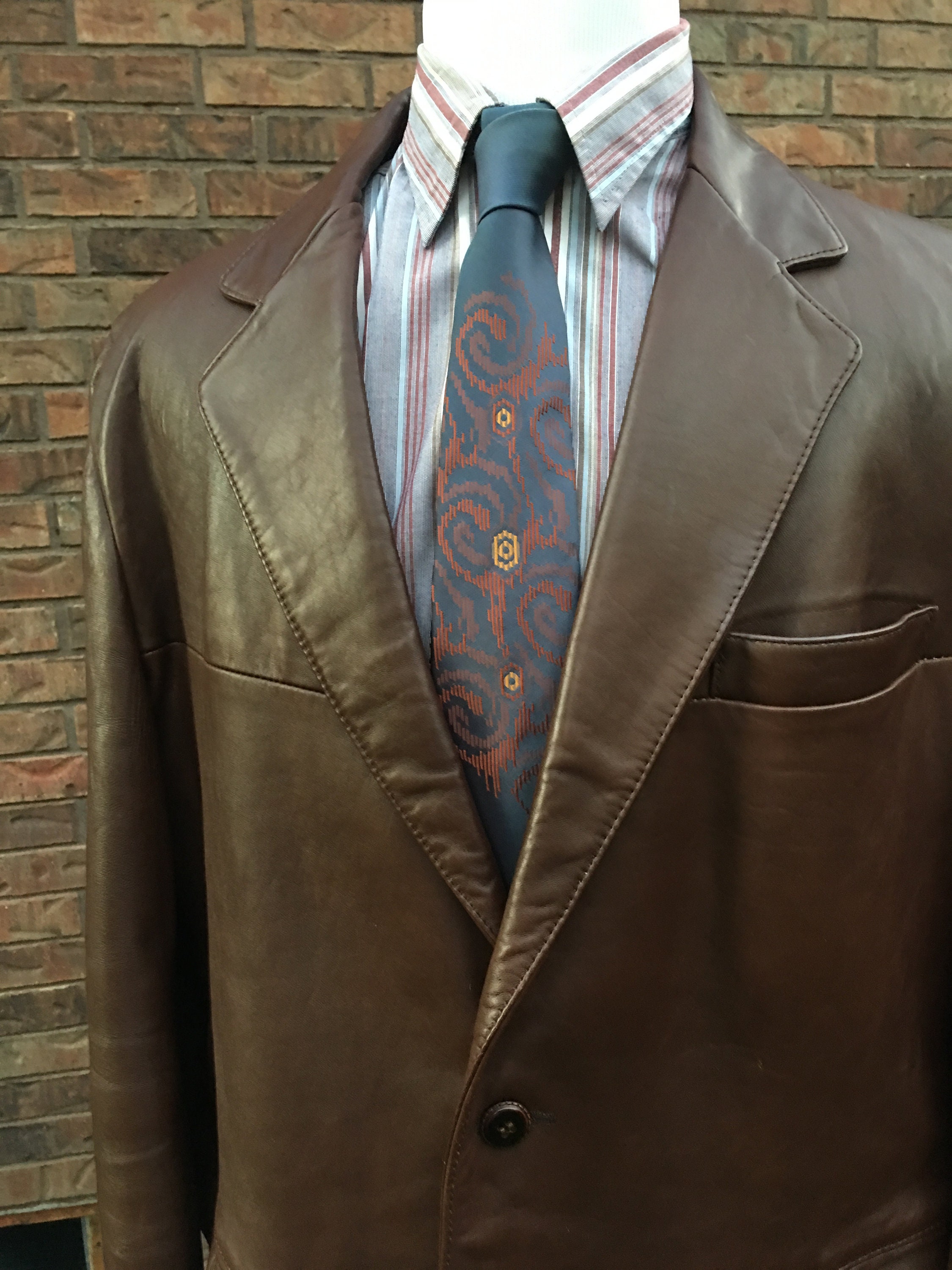 Brown Leather Jacket Clipper Mist Size 48R - Etsy