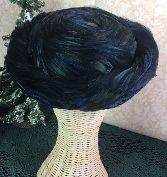 George Zamau\'l Hats New York City Vintage Rare Peacock Feather Rare Feather Cloche Original Vintage Hats for Women for sale | eBay main image 2