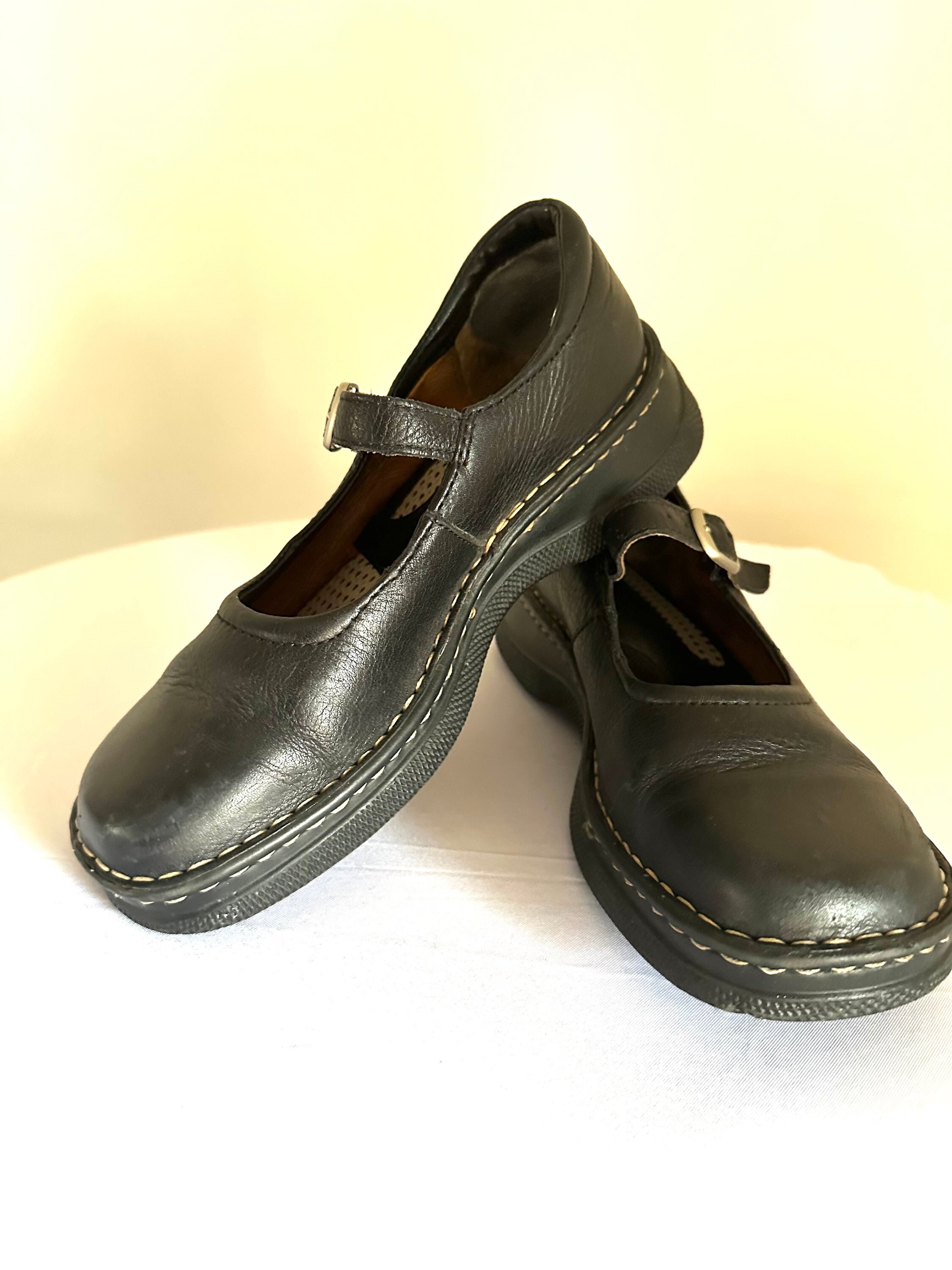 Black Leather Mary Janes by Born Size 7 1 2 38.5 Etsy