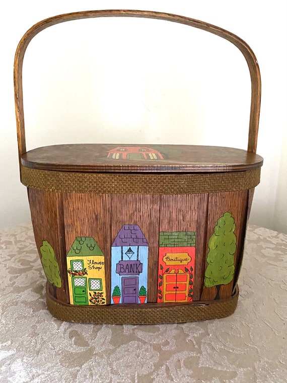 Vintage Hand Painted Wood Purse, "Home Sweet Home"