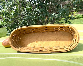 Vintage Woven Wood Bread Serving Baskets, Two Available
