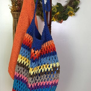 Large Crochet Boho String Bag, 1970s