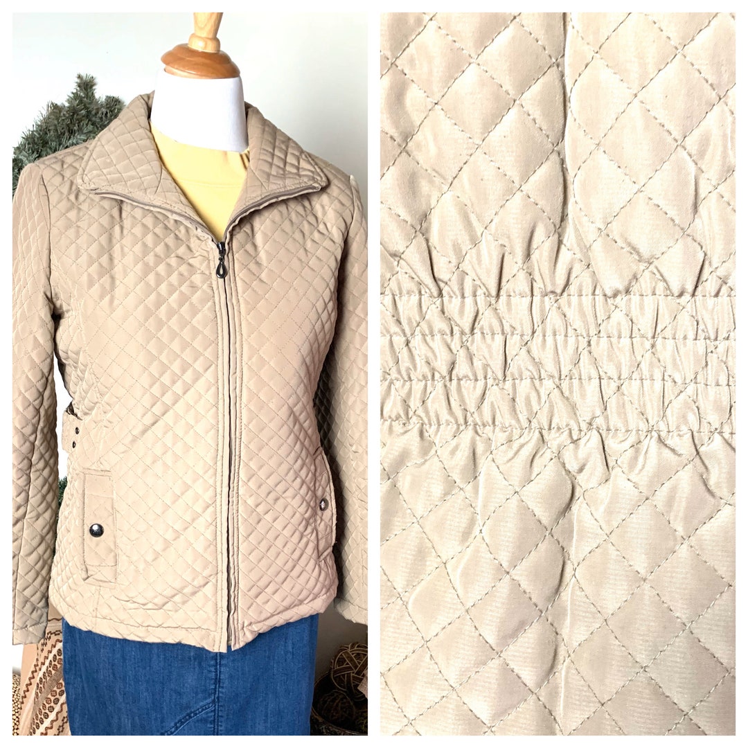 Giacca Gallery Beige Quilted Jacket, Size L - Etsy