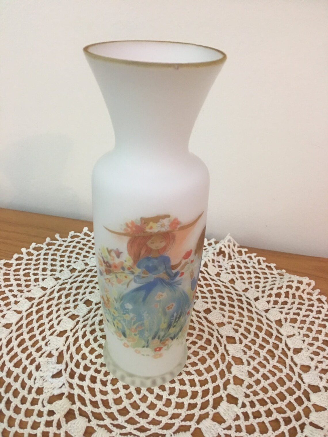 Vintage Napcoware Frosted Glass Vase Signed Foster Etsy