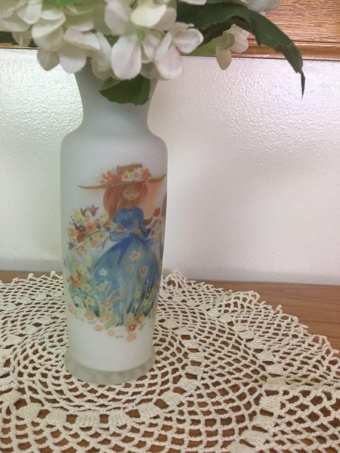 Vintage Napcoware Frosted Glass Vase Signed Foster Etsy