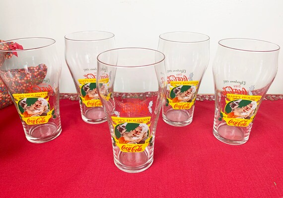 Santa Coca-cola Drinking Glasses, Set of 5, 1997 - Etsy