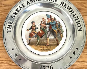 Vintage Collectible Pewter Plate, "The Great American Revolution 1776"