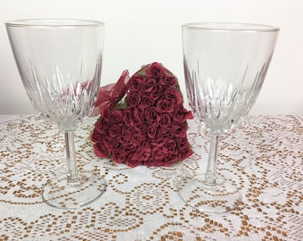 Vintage Crystal Wine Glasses, Set of Two