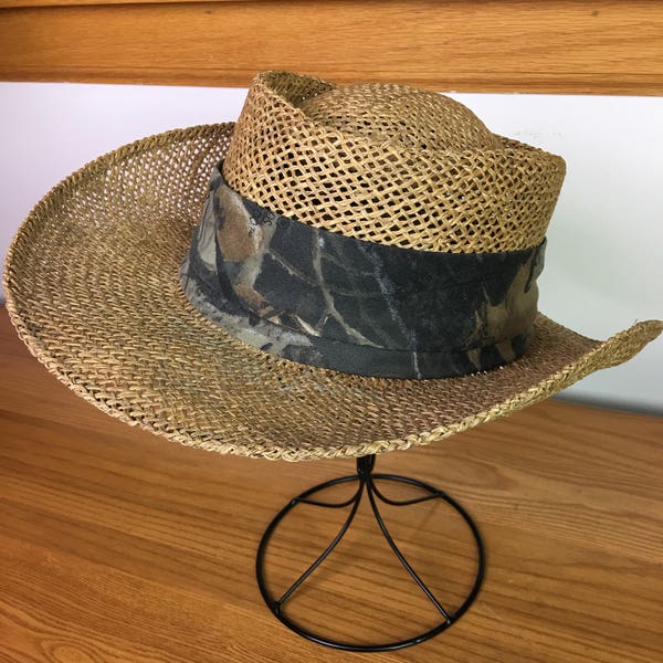 Vintage Men's Seagrass Straw Outback Hat, Size XL