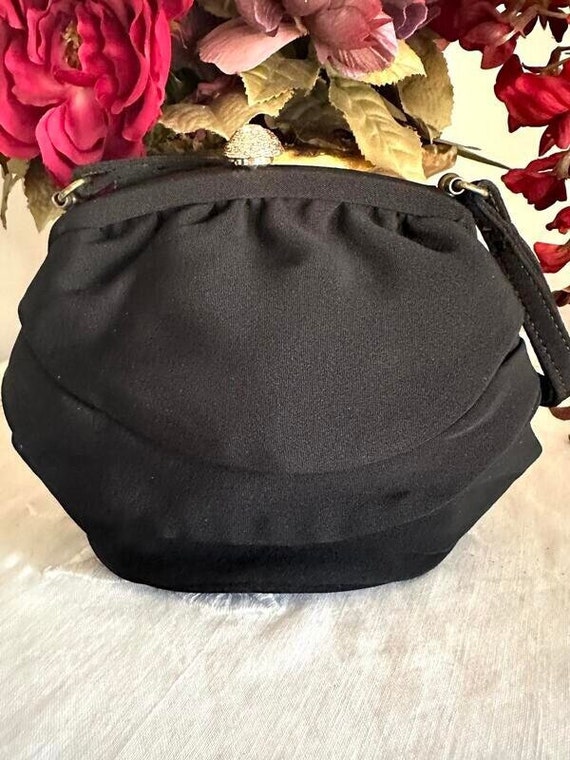 Vintage Black Special Occasion Handbag, Rhinestone