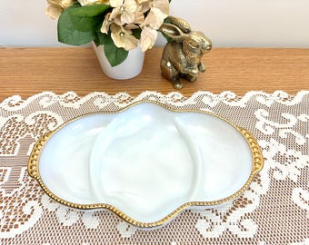 Vintage Anchor Hocking Fire King Milk Glass Oval Tray, 1950s