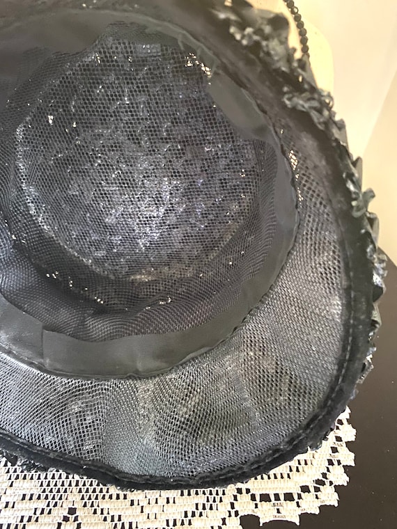 Vintage Black Raffia Women's Hat, 1960s - image 9
