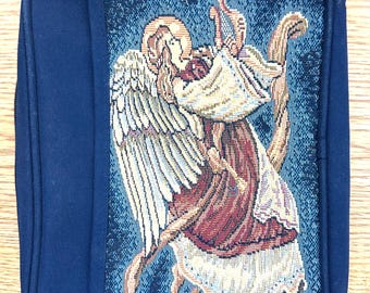 Bible Zippered Book Cover with Tapestry Angels, 10" x 7" x 2"