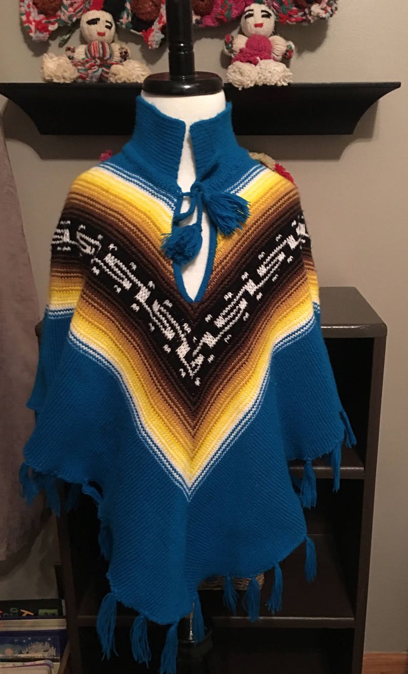 Vintage Mexican Poncho Child's Size S - Etsy