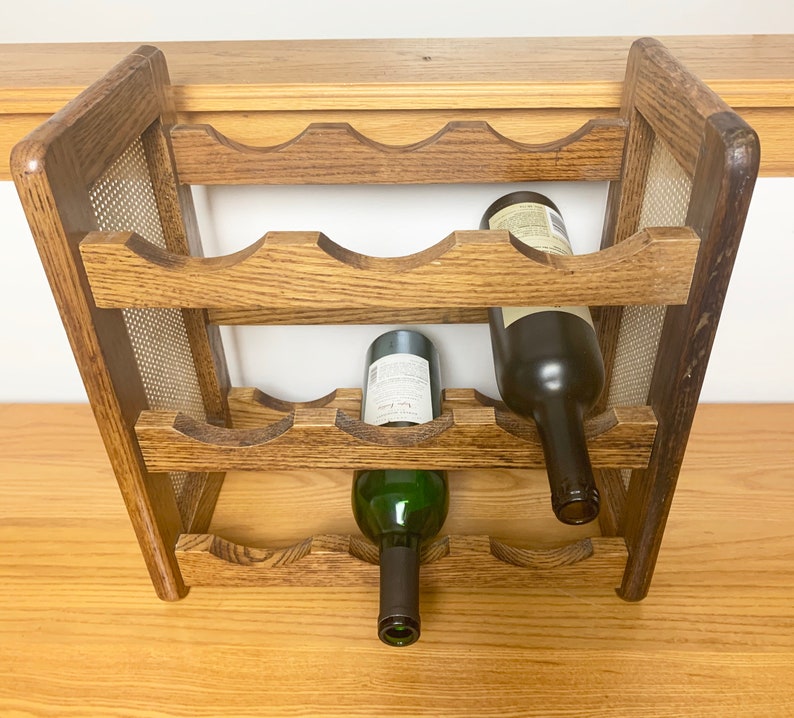 Vintage Wood and Wicker Wine Rack 1960s Etsy