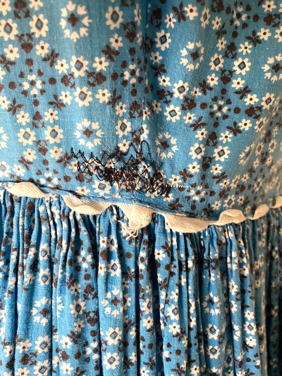 Vintage Blue Calico Prairie Dress, Size M - image 8