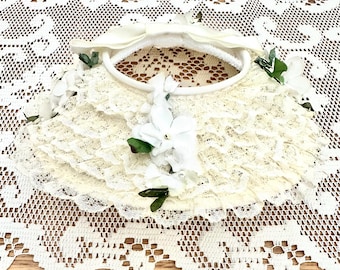 Vintage Girls' Bonnet on Buckram with Layers of Lace,  1950s