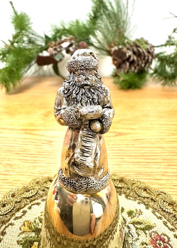 Vintage Godinger Silver Santa Bell, Holiday Traditions Collection with Original Box
