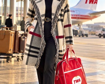 Vintage TWA (Trans World Airlines) Flight Bag/Carry On,  Red Vinyl