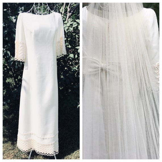 Emma Domb Vintage Wedding Dress, Size 9, 1960s - image 1