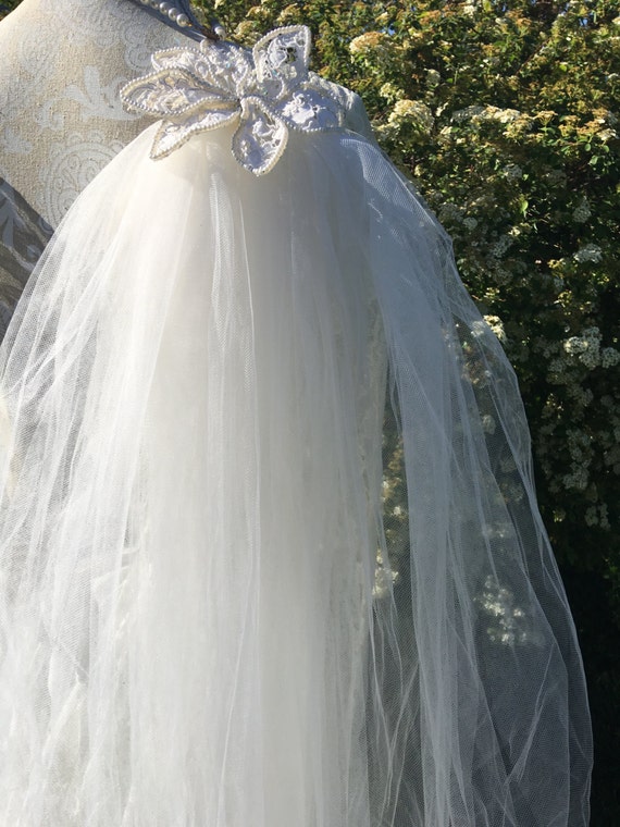 Vintage Wedding Gown with Veil, 1970s - image 4