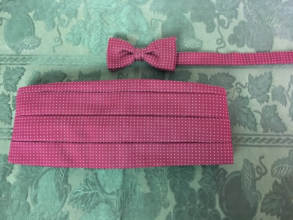 Vintage Cranberry/Dark Red Cummerbund and Matchin… - image 1