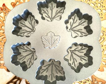 Nordic Ware Maple Leaf Muffin Pan, Nonstick Cast Aluminum, 6 Molds