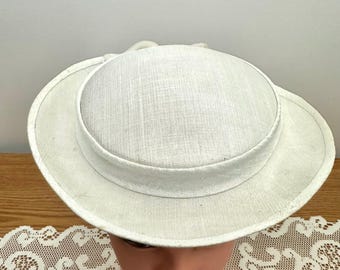 Vintage Girls' White Linen Madeline Hat, 1960s