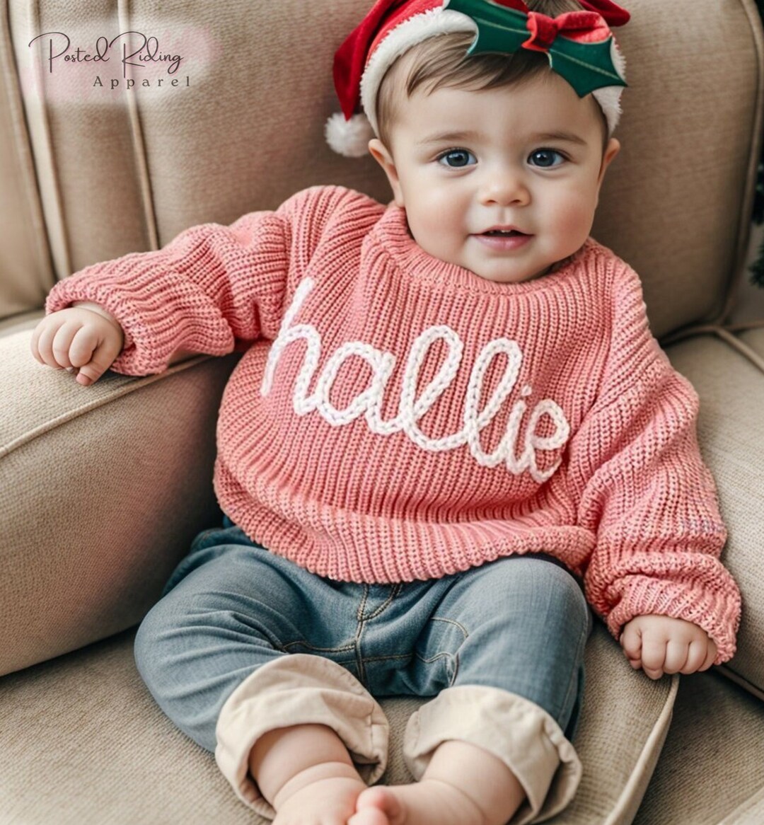 Custom Baby Sweater With Handembroidered Name & Monogramcute Etsy UK