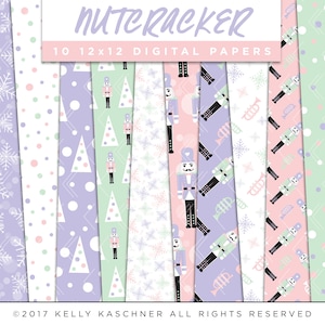 Nutcracker Collection Digital Papers // Nutcracker Christmas Holiday Stickers Paper Pack Seamless Pattern Graphic Illustration Clipart