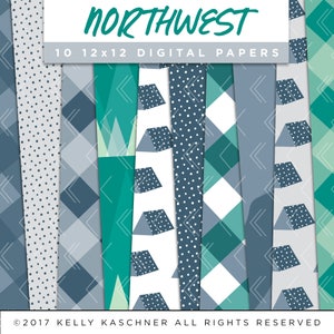 Northwest Collection Digital Papers // Pacific Northwest Outdoor Stickers Paper Pack Pattern Graphic Illustration Clipart