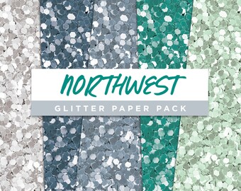 Northwest Collection Glitter Seamless Paper Pack // Seamless Pattern Digital Papers Planner Stickers Clipart Digital Scrapbooking