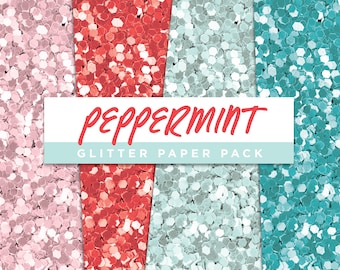 Peppermint Collection Glitter Seamless Paper Pack // Seamless Pattern Digital Papers Planner Stickers Clipart Digital Scrapbooking