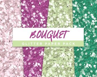 Bouquet Collection Glitter Seamless Paper Pack // Seamless Pattern Digital Papers Planner Stickers Clipart Digital Scrapbooking