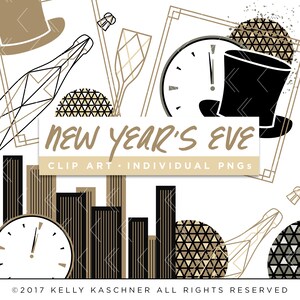 Coleção de Véspera de Ano Novo Clip Art // NYE Bola de Ano Novo Drop Midnight Planner Adesivos Clipart Ilustração gráfica digital Scrapbooking