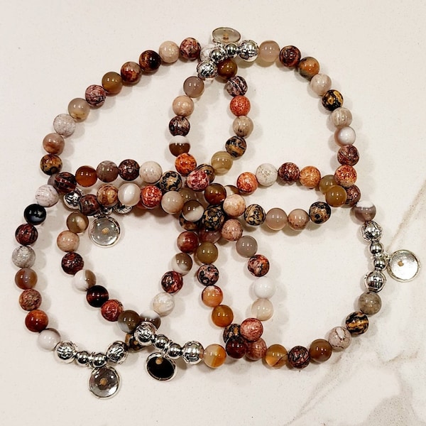 Mustard Seed Beaded Spirital Jasper/Agate Bracelet