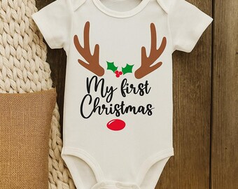 My First Christmas Baby Onesie – Cozy Reindeer Holiday Bodysuit