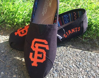 MLB logo painted TOMS shoes Baseball