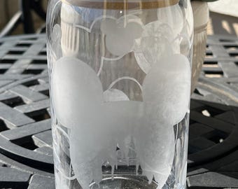 Etched Can Glass- Mickey, Disney- iced coffee glass