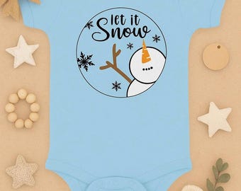 Let It Snow Baby Onesie – Winter Snowman Bodysuit