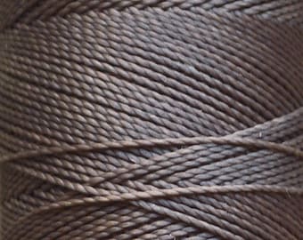 664 - Taupe (Warm grey/brown) macrame cord. Waxed polyester thread spool. Linhasita. Art supply. 172 m / 188 yds, 1 mm thick