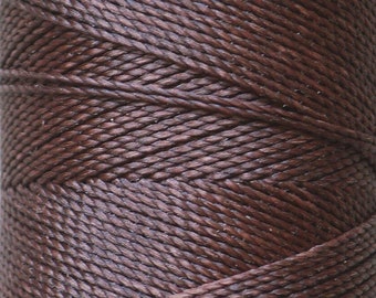 365 - Pecan brown - 172 mt brown whole spool. Waxed polyester thread spool. Linhasita. Art supply. 172 m / 188 yds, 1 mm thick