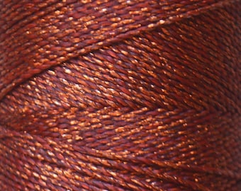 COPPER LINHASITA: COBRE Copper macrame cord bobbin. Waxed polyester whole thread reel, metallic polyester waxed cord