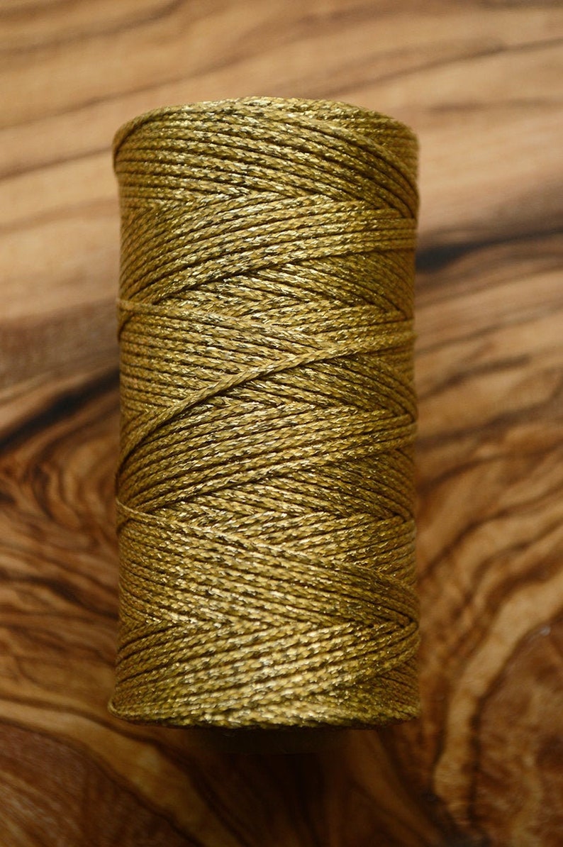 Gold metallic waxed cord macrame leather jewelry cord. Etsy