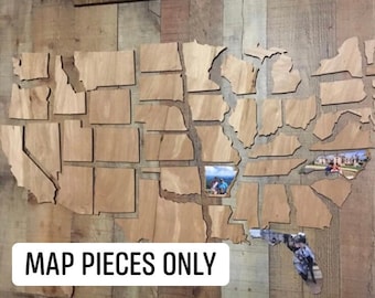 Marking Maps- United States USA Wooden Photo Collage, Travel Wall Decor