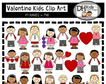 Valentine Clip Art, Kids Clipart, Digital Clipart, Printable Valentine Kids, Teacher Clip Art, Instant Download, teacher instant download